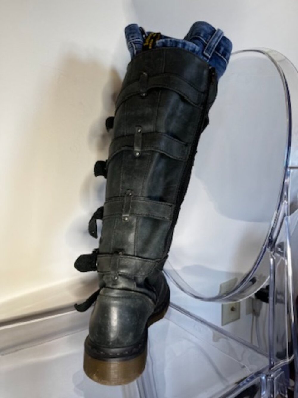 RARE Dr. Martens "Phina" 5 buckle-strap knee-high leather boots - Picture 3 of 15